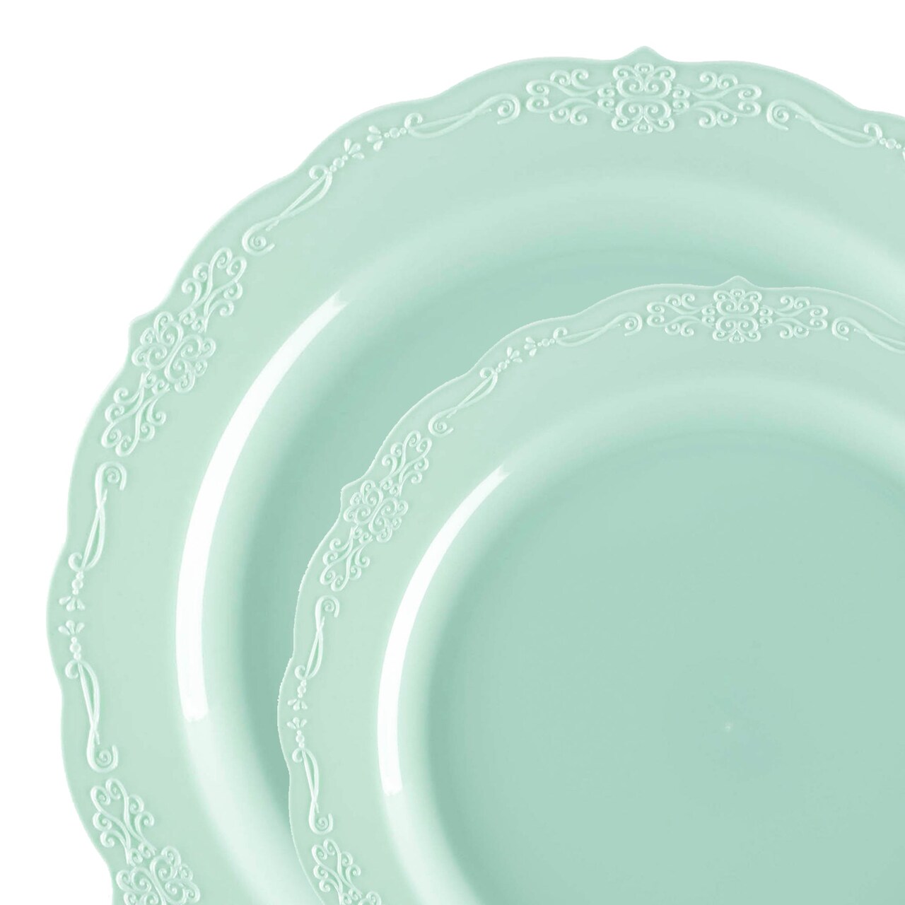 Turquoise Vintage Round Disposable Plastic Dinnerware Value Set (120 Guests)
